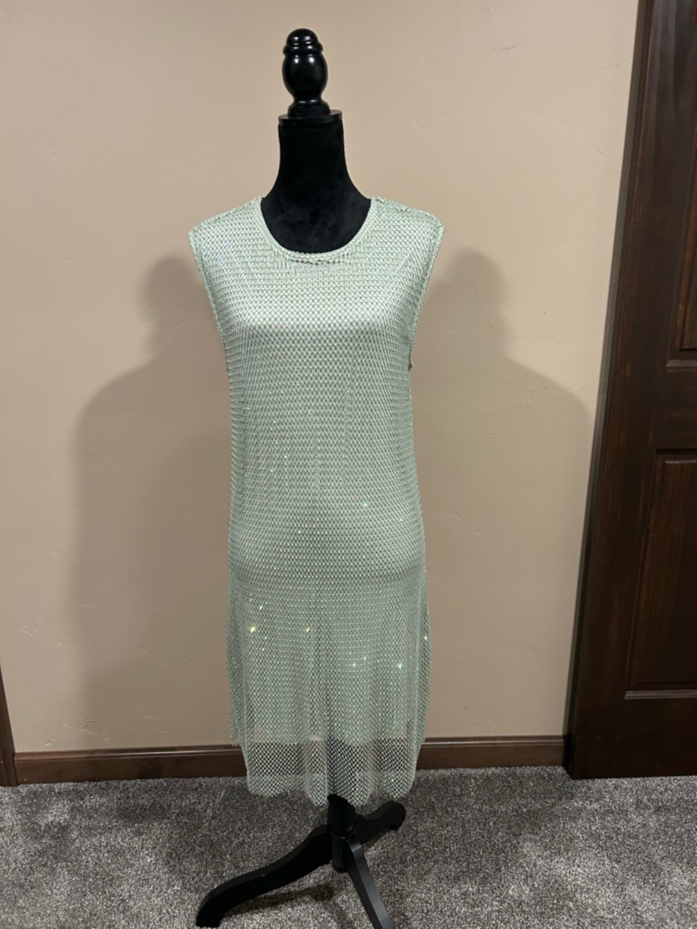 Sunday in Brooklyn Mint Green Mesh Midi Dress